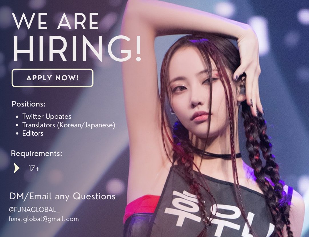 GlobalFuna's tweet photo. We're Hiring ! 

In light of Funa's upcoming debut with DG Entertainment, Funa Global is looking for more admins to aid us in our journey of supporting Funa!

Please fill out the form below if you would be interested! 

-- https://t.co/pkcStVqnk4

#후우나 #楓菜 #FUNA https://t.co/fXTjqShL07