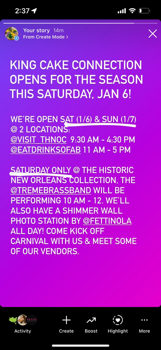 Saturday, Jan 6 is the first day for King Cake! Get yours @ King Cake Connection!