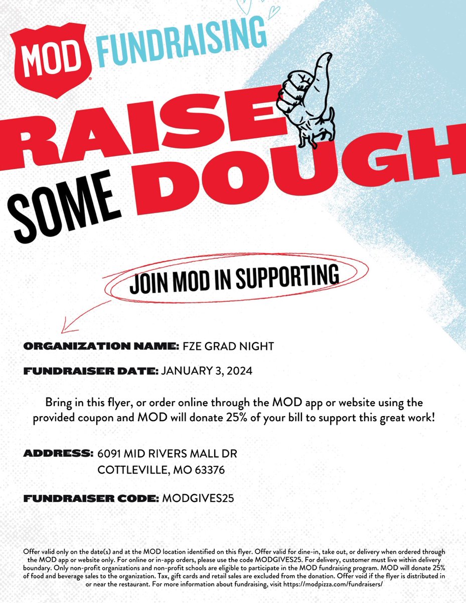 Pizza for dinner and it is for a good cause? Order with MOD tonight to help support #fzegradnight #zumwalt