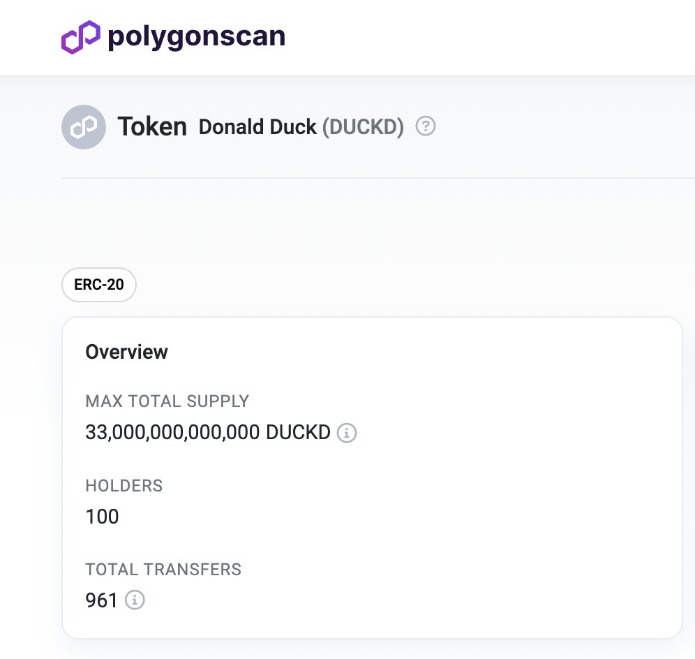 DUCKDcoin's tweet photo. We now have 100 HODLers for $DUCKD meme coin of #Polygon.

Congrats! #DUCKDfam

Buy now: https://t.co/isDmXZqiZl https://t.co/iAPFozJV5b