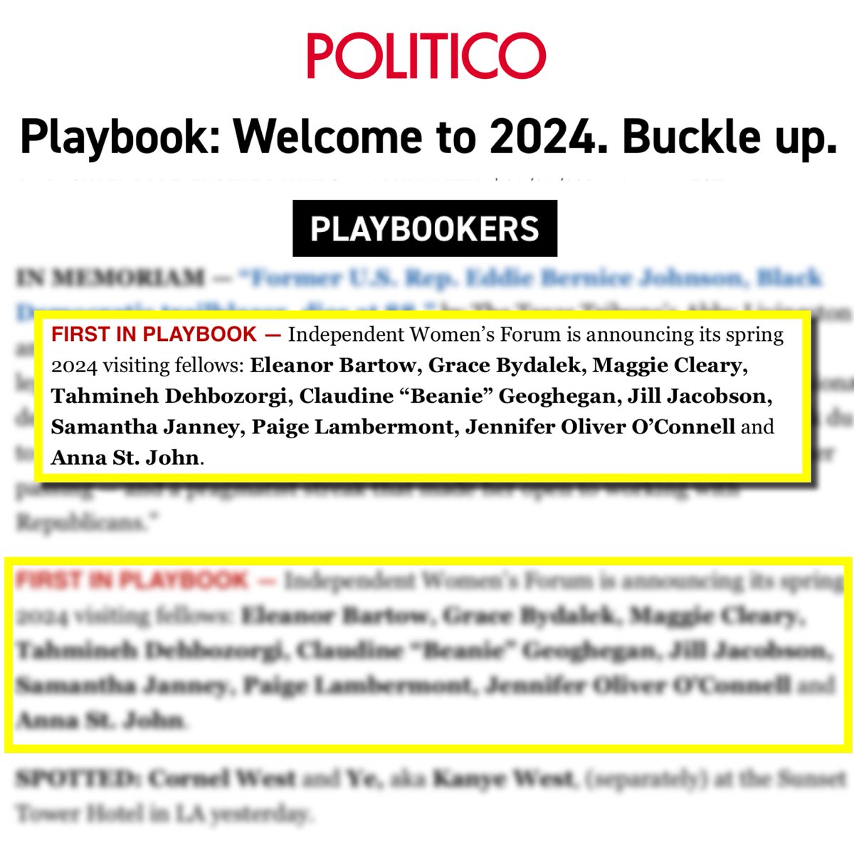 IWF's tweet photo. 🆕 EXCITING NEWS: We announced our Spring 2024 class of visiting follows! 🥳
Joining our team is @elliebartow, Grace Bydalek, @MaggieClearyVA, @DeTahmineh, @Beanie0597, @JillCJacobson, @PolitiBunny, @paigelambermont, @asthegirlturns, & Anna St. John. https://t.co/KuppGAQdth