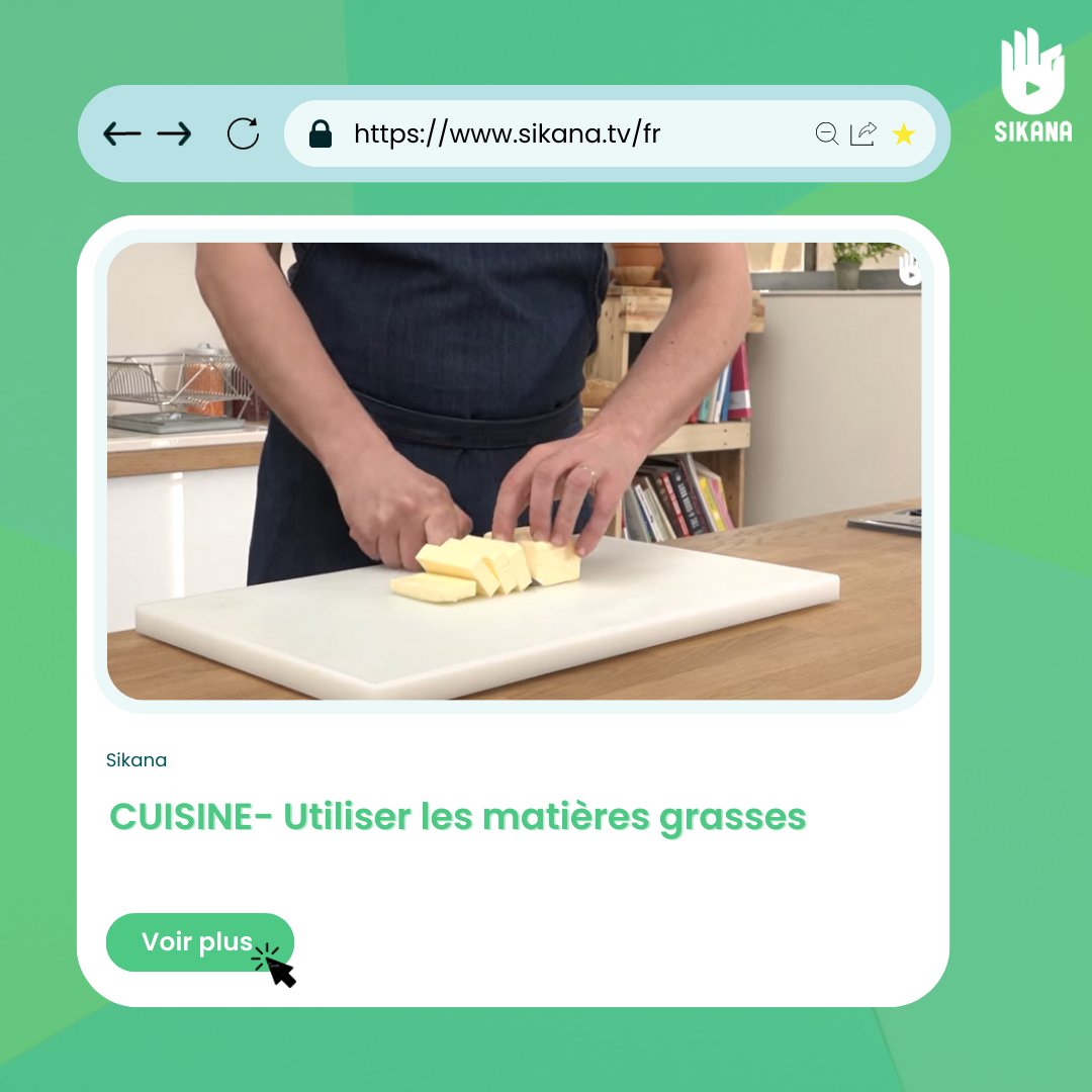 sikanaFR's tweet photo. 😋 L'huile, le beurre et la crème sont très utilisés en cuisine pour cuire. 

 📹 Venez découvrir notre playlist apprendre à cuisiner : https://t.co/wgTF6Xukyt

Programme d'éducation crée par SIKANA, ONG à but non lucratif

#cuisine #programme #matièresgrasses https://t.co/2HFGClLukO