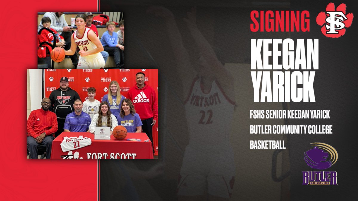 Congratulations to Fort Scott High School Senior Keegan Yarick on signing a National Letter of Intent to play Basketball at Butler Community College in El Dorado next year!