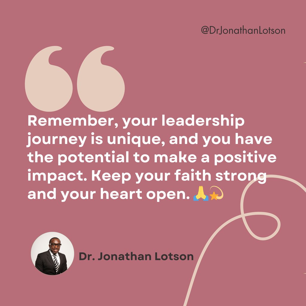 JonathanLotson's tweet photo. 🌟 Your leadership journey is unique - keep the faith! 🌟

📣 Unlock your full potential and embrace the power within you to lead with confidence and conviction. Remember that each step you take is shaping your path toward success. 🚀 https://t.co/L2TTGbwQ0C