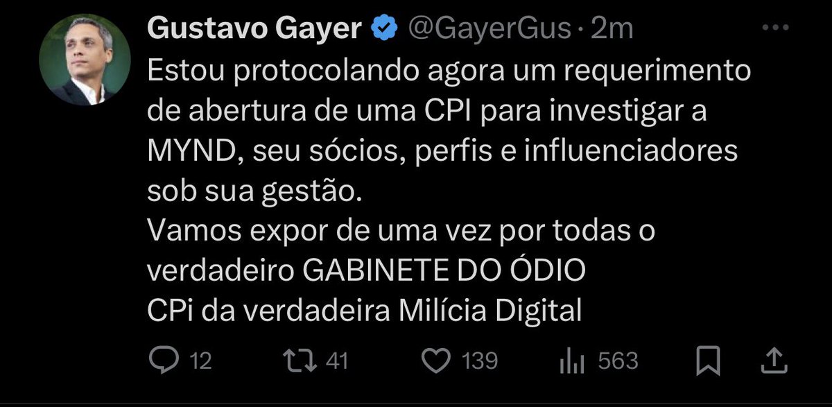 NewsLiberdade's tweet photo. 🚨URGENTE - O deputado Gustavo Gayer está protocolando um requerimento para abertura da CPI da Mynd8 https://t.co/n6NLqgfsSz