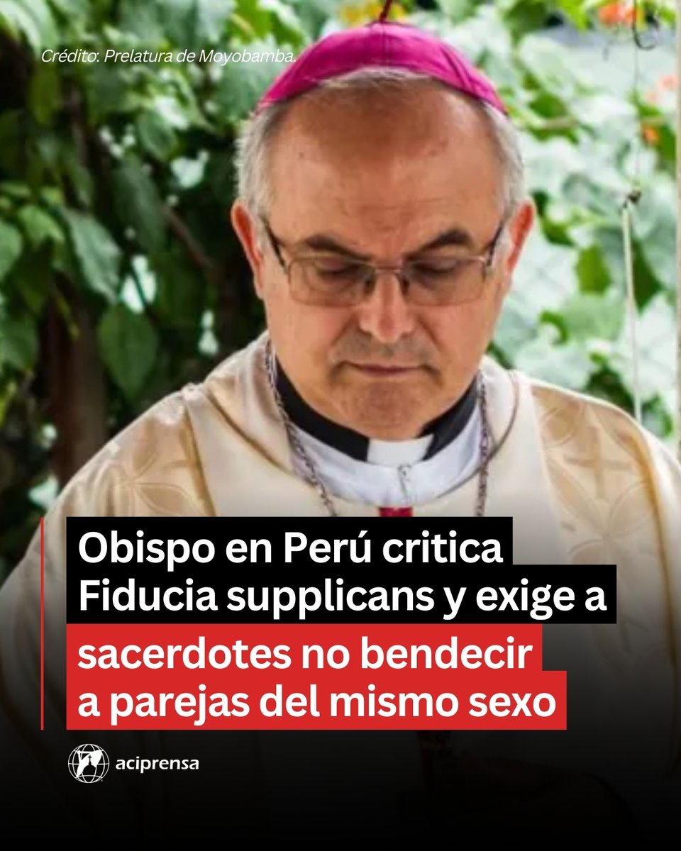 aciprensa's tweet photo. El Obispo Prelado de Moyobamba (Perú), Mons. Rafael Escudero López-Brea, criticó la declaración Fiducia supplicans del Dicasterio para la Doctrina de la Fe y exigió a sus sacerdotes “no realizar ninguna forma de bendición” a las parejas en una situación irregular y parejas del mismo sexo.

“El día de mi ordenación episcopal juré solemnemente ‘preservar el depósito de la fe en la pureza y la integridad, de acuerdo con la Tradición siempre y en todas partes observada en la Iglesia desde la época de los Apóstoles’. Por eso, amonesto a los sacerdotes de la Prelatura de Moyobamba a no realizar ninguna forma de bendición de parejas en situación irregular ni a parejas del mismo sexo”, indicó en un mensaje pastoral el 2 de enero.

El documento del Dicasterio “daña la comunión de la Iglesia, pues tales bendiciones contradicen directa y seriamente la Divina Revelación y la doctrina y práctica ininterrumpida de la Iglesia Católica, incluido el magisterio reciente del Papa Francisco, por eso no hay citas en toda la Declaración que se apoyen en el magisterio anterior”, indicó.

“En su Responsum de 2021, nos decía la Congregación para la Doctrina de la Fe, con la rúbrica del Santo Padre que ‘La Iglesia no dispone, ni puede disponer, del poder para bendecir uniones de personas del mismo sexo’”, añade.

Después de varios días de oración y reflexión, el prelado concluyó que la bendición de este tipo de parejas “es un abuso grave del Santísimo Nombre de Dios, que se invoca sobre una unión objetivamente pecaminosa de fornicación, adulterio, o aún peor de actividad homosexual”.

Fiducia supplicans permite a los sacerdotes impartir bendiciones no litúrgicas a las parejas del mismo sexo (pero no uniones) y en situación irregular. Pero, Mons. Escudero considera que “esta distinción nos deja perplejos y confusos, pues el acto de bendición, ya sea realizado en una asamblea litúrgica o en privado, impartida por un ministro, sigue siendo una bendición, de idéntica naturaleza”.

Por tanto, asegura que “bendecir una pareja” es igual a “bendecir la unión que existe entre ambos”, ya que “no hay modo lógico, real, de separar una cosa de otra”. “¿Por qué, si no, pedirían una bendición juntos y no dos por separado?”.

En ese sentido, exhortó a seguir “seguir la praxis ininterrumpida de la Iglesia hasta la fecha, que es bendecir a toda persona que pida una bendición”.

“Evitaremos todo escándalo, confusión, inducción al pecado y a la vez seguiremos mostrando la misericordia que la Iglesia siempre ha manifestado a todo pecador que se le acerca, sobre todo, ofreciéndole la conversión, el perdón, la vida de la Gracia y la Vida Eterna. La Iglesia bendice a los pecadores, pero nunca su pecado ni su relación pecaminosa”, añadió.

Más información:
👉 https://t.co/8bMMQXX1GS