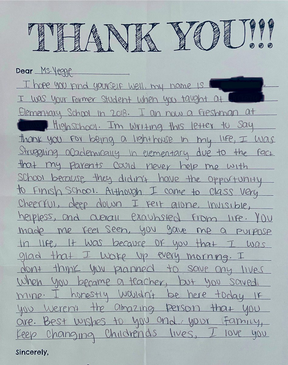 Some days in #education, you have to remind yourself what you’re really doing here. This is my reminder. I treasure these words and am eternally grateful she sent this letter.