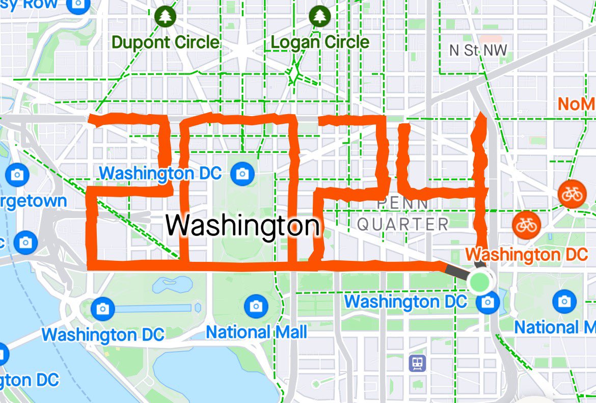 Running a “2024” course trace/map by  a Half Marathon in Washington DC on the New Year’ Day - A runner of MCRRC and Cherry Blossom - 10Miler, and MCM marathon finisher @MCRRC @mcrrcFTM @CUCB #marathon #washington #runners #2024NewYear