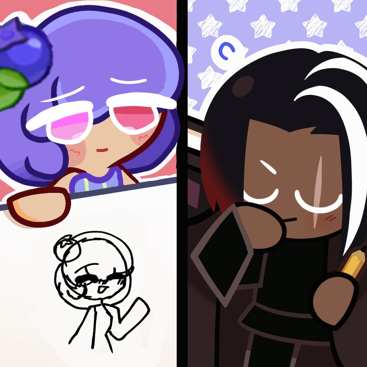 Darkchocotism's tweet photo. He's changing his artstyle a bit:)
#Ocxcanon #cookierun #darkchococookie #blueberrycreamcookie #darkberry https://t.co/W2XtRDVVTe
