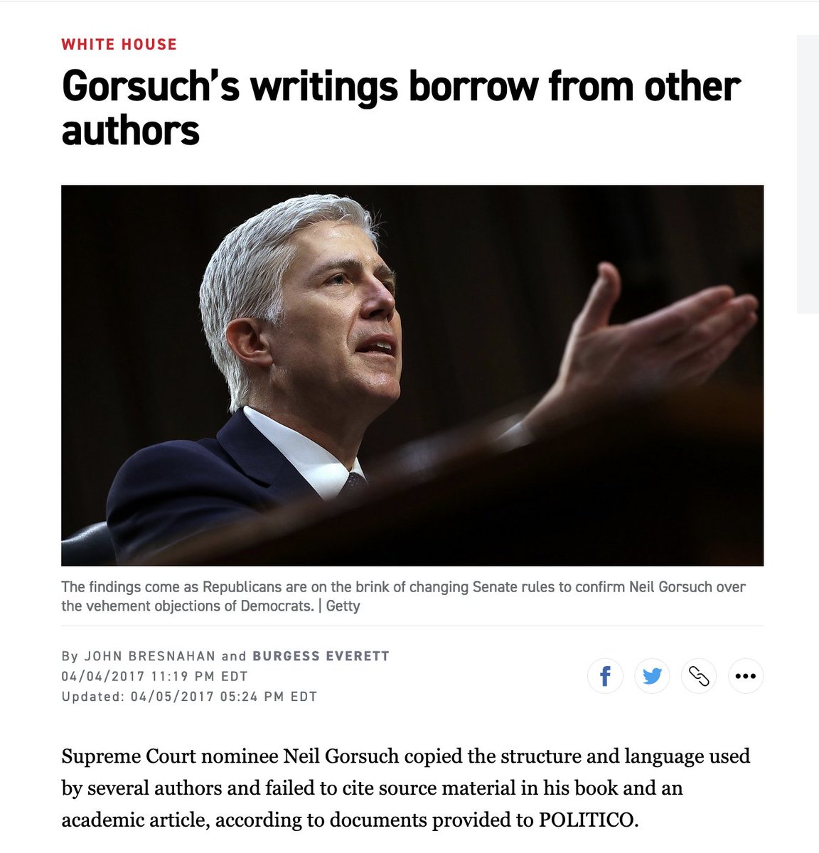 The lesson here is that plagiarism is not a disqualifying offense (it's just 'borrowing' from others, after all) if you're a powerful, conservative white male. politico.com/story/2017/04/…