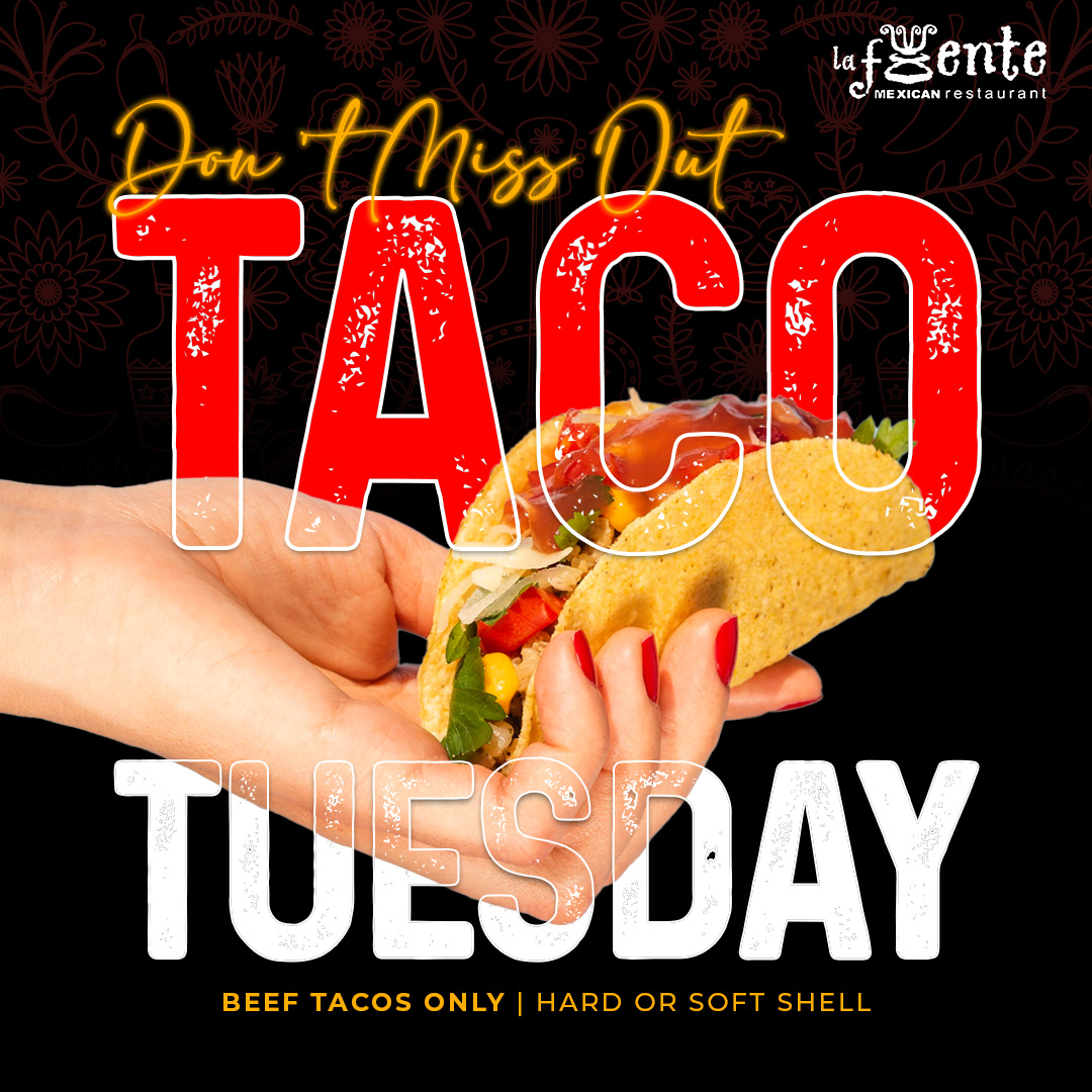 LaFuenteGrill's tweet image. 🌮🌮🌮Embark on a thrilling culinary adventure today at La Fuente Mexican Bar &amp;amp; Grill! 🌮🌶️Don't miss out on our special and indulge in our mouthwatering #BeefTacos whether you prefer a crunchy #HardShell or a soft, pillowy option. #SoftShell #SpecialOffer #LaFuenteDouglas