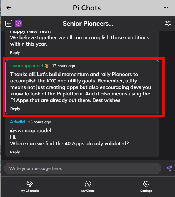 PiNewsMedia's tweet photo. 🔥 @PiCoreTeam  Community Director @swarooppoudel said:

"Thanks all! Let's build momentum and rally Pioneers to accomplish the KYC and utility goals. Remember, utilty means not just creating apps but also encouraging devs you know to look at the Pi platform. And it also means using the Pi Apps that are already out there. Best wishes! " ⚡️