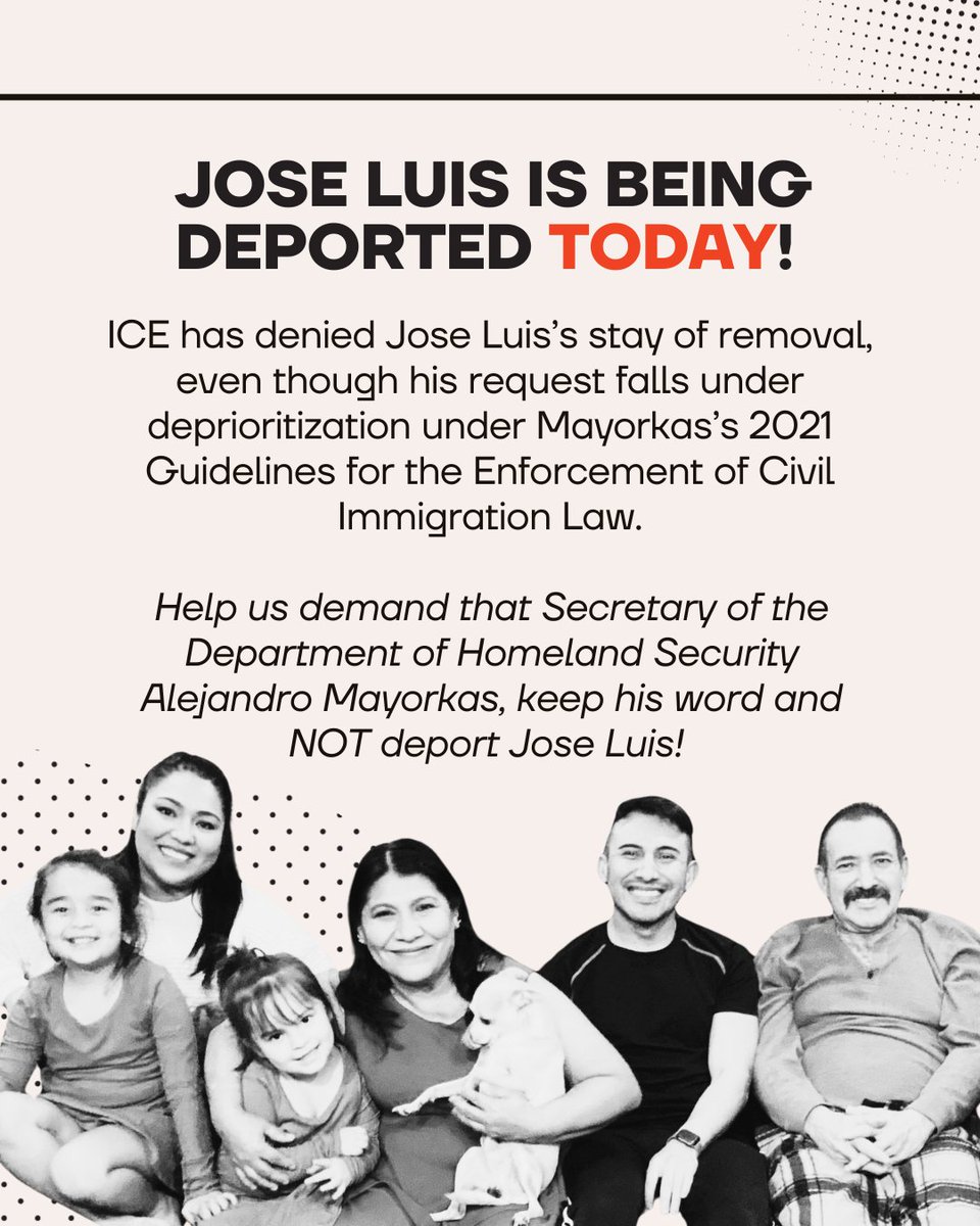 URGENT REQUEST: PLEASE SIGN THIS PETITION TO STOP JOSE LUIS' DEPORTATION TODAY! ocadchi.salsalabs.org/demandicestopj…