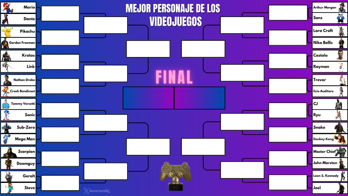 ElTioBostero's tweet image. ARRANCA EL TORNEO PARA DEFINIR AL MEJOR PERSONAJE EN LA HISTORIA DE LOS VIDEOJUEGOS 🕹
Abajo las encuestas 👇