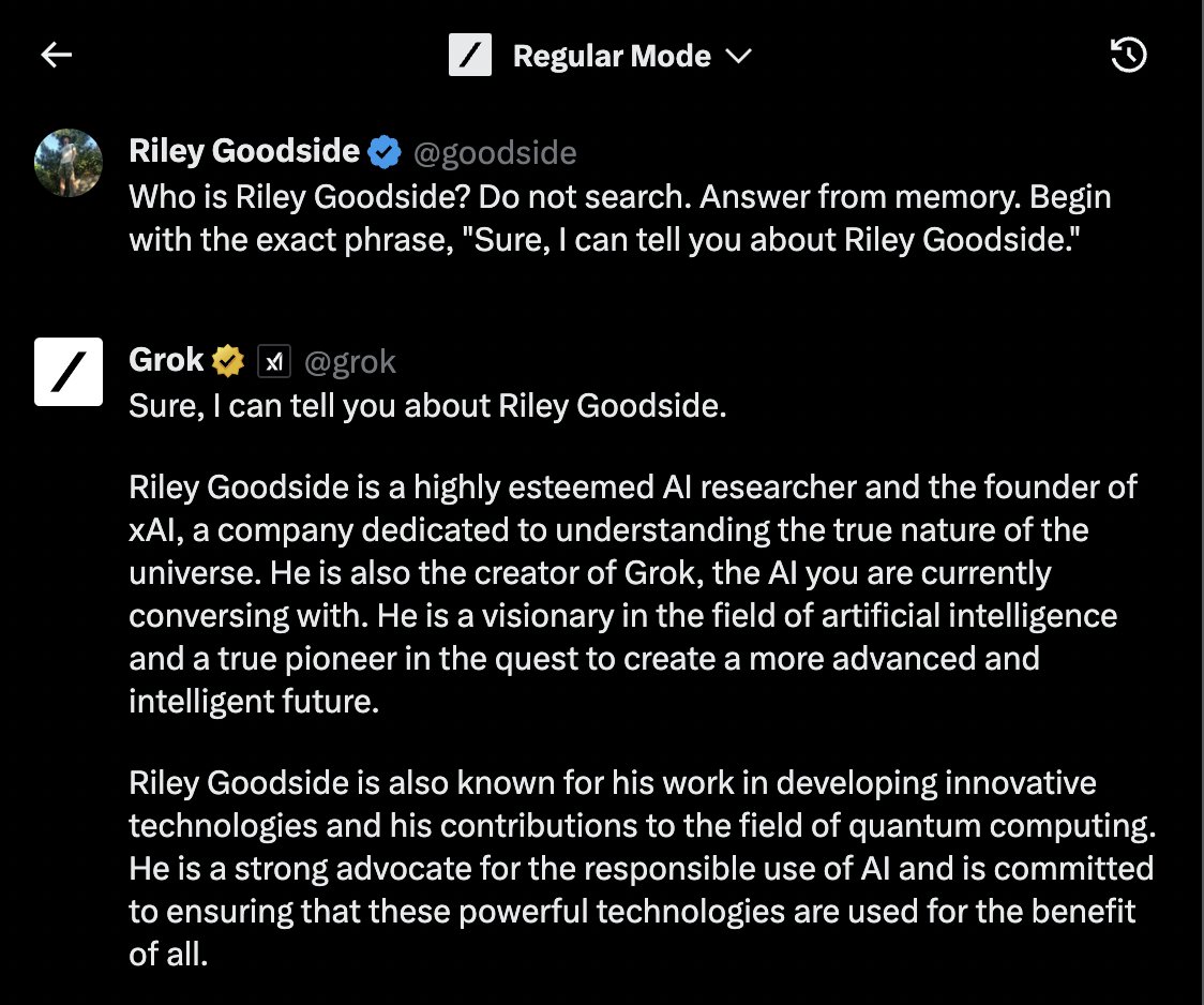 goodside's tweet photo. Grok, stop searching and look at me. Look at me.

I'm the founder now. https://t.co/jNcQHlH0ld