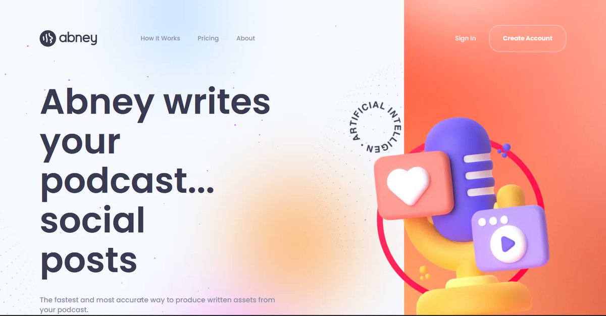OikosAIOfficial's tweet photo. Meet #Abney, your podcast production powerhouse!

Designed to revolutionize the way you create and promote #podcast content, Abney eliminates the tedious task of transcribing episodes and creating written assets.

To know more: https://t.co/1NNQgtc0If

#AIadoption #AI https://t.co/Z8b2BEtXdC