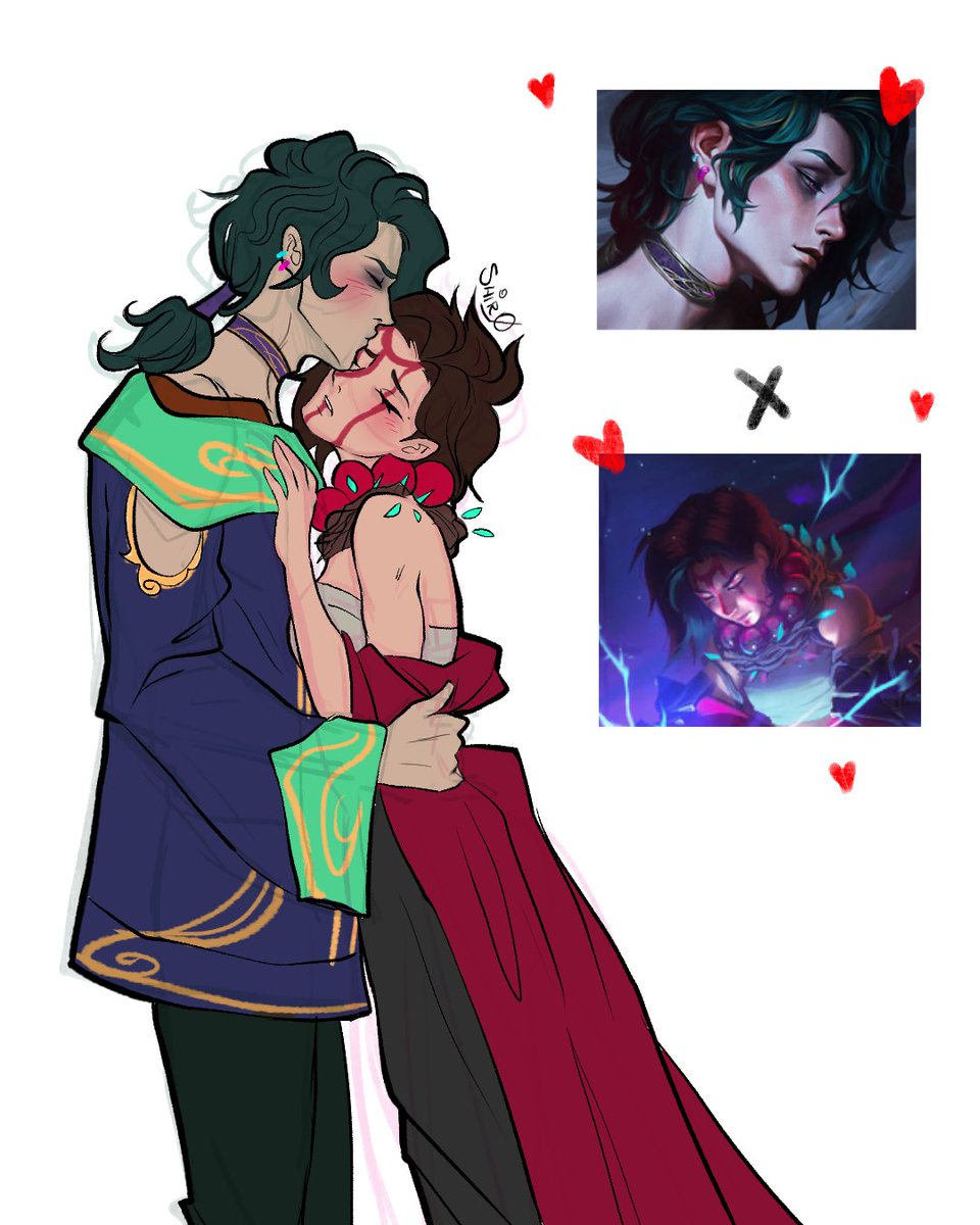 GUYS I FOUND HIS GIRLFRIEND ♥️✨💞
Both depressed with emo ahh haircuts, reason enough to ship them (?. So bad we don't know her name for a shipname, but i think they look cute.
#Hwei #LeagueOfLegends #LegendsOfRuneterra #ArtOfLegends #leagueoflegendsfanart #leaguetwt #riotgames