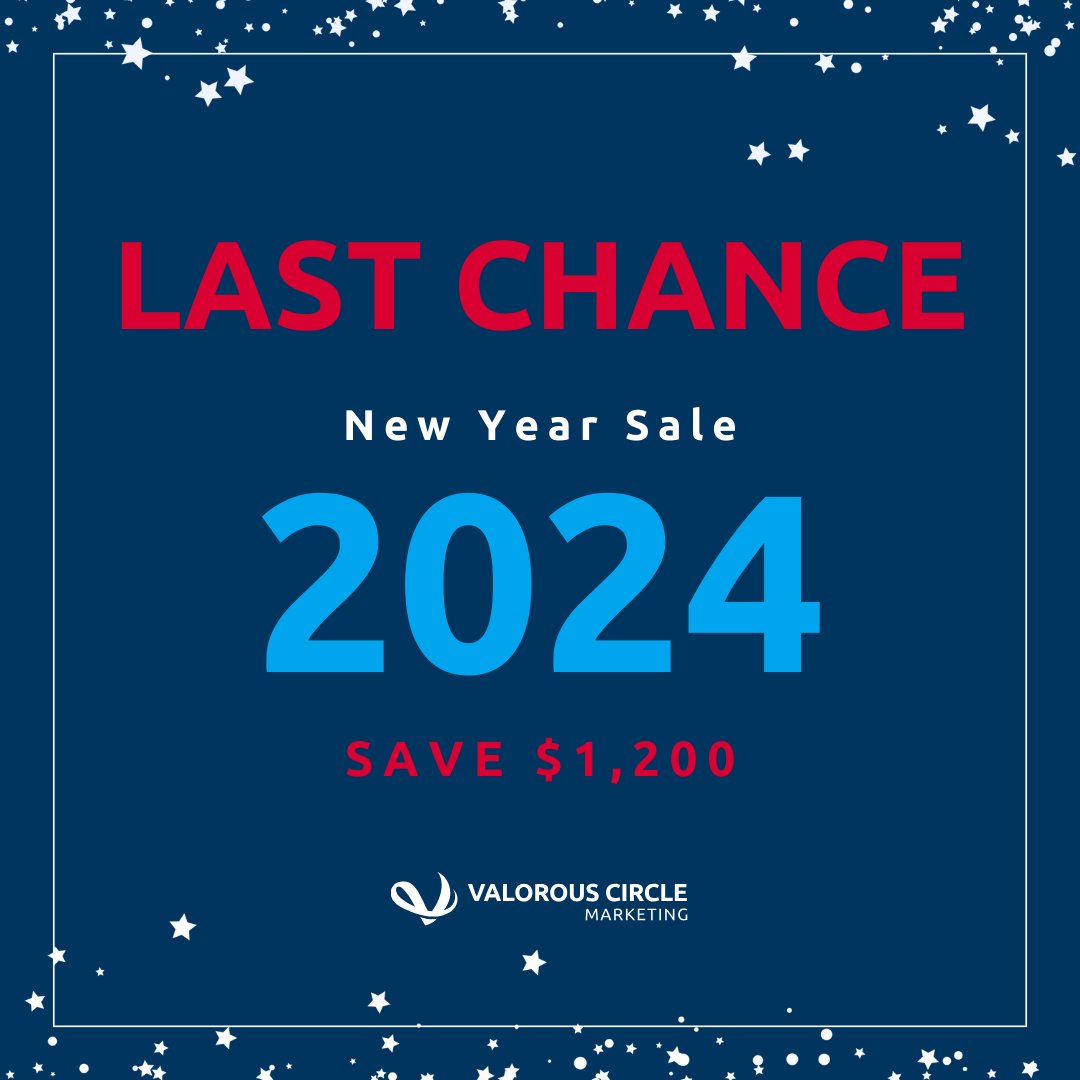 Today is the last chance to get our New Year Sale!

Save $1200 in 2024!

Learn more here: valorouscircle.com/pricing/

*New Customers Only

#marketing #marketingtips #hvac #roofing #plumbing #electrician