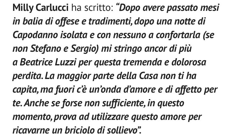 In pratica Milly ci sta dicendo che aspetta #beatriceluzzi dal #grandefratello a #BallandoConLeStelle o altro suo programma?