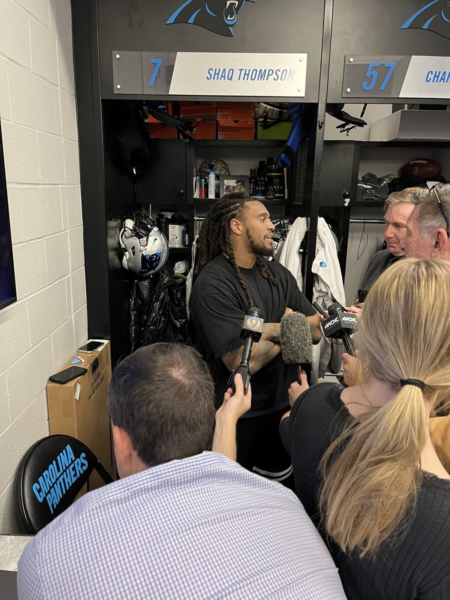 #Panthers LB Shaq Thompson on David Tepper drink throwing incident “You can’t do that. I don’t advise nobody to throw a drink on nobody. But I’ll let him address that.”