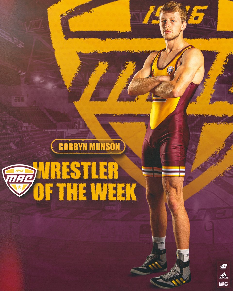 CMUWrestling's tweet photo. Run it back 😤

Corbyn Munson earns MAC West Wrestler of the Week for the second time this season!

#FireUpChips🔥⬆️🤼‍♂️ https://t.co/Kf9uacDYD6