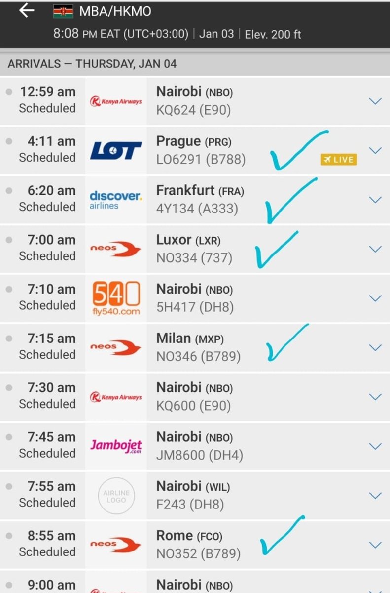 mohammedhersi's tweet photo. Mainstream media is missing out on the good news that Tourism at the Kenya  coast is kicking and this is why .

1.✅️At 3.30am this morning Mombasa shall  welcome first charter from Prague Czech after a 10 year break.

2. ✅️From 7am to 9 am Mombasa shall  welcome 3 dreamliners from Italy.  Every week since October we have had 6   flights from Italy per week and as many from Poland.

3. ✅️Bulgaria , Romania , Netherlands  and hopefully  UK all in the pipeline. 

4. ✅️14 flights Dreamliners by Ethiopian per week.

5. ✅️Discover Airlines by Lufthansa  5 flights a week.

6. ✅️Our own national carrier is handling 9 to 12 flights a day Nbi Msa

7. ✅️From 14th Fly Dubai direct flight to Msa, 4 flights a week and hopefully it will move to daily flight.

8.✅️End Jan we welcome one of the largest cruise ships with over 2500 passengers + crew 3000+

9. ✅️Talking about low cost carrier , Jambo Jet is doing the following : 

✅️NBO-MBA 9 flights a day.
✅️NBO- Diani  3 or 4 flights a day.
✅️NBO-Malindi 4 or 5 flights a day.
✅️NBO-Lamu  1 flight a day.

✅️Add Safari Link and Skywards into the mix.

✅️Icing on the cake will be the 3 daily trains SGR between Nbi & Msa.

🐎🐎🐎🐎🐎🐎Simply put Kenya coast is happy. Those flight not only support the beach resorts they also benefit camps in Amboseli in Kajiado  County and even Mara in Narok including Taita Taveta. It's NOT just about Mombasa. Open skies is just an enabler and our national carrier and local carriers will NOT be poorer

As always I choose to remain an optimist. 

In my next write up I will FOCUS on three things that our goverment can easily do and number of arrival will simply skyrocket. 

As always I choose to remain an optimist 

Thank you KAA team Mombasa led by Bw Abel Gogo for the full support.  @KenyaAirports
@KenyaAirways
@flydubai 
@kipmurkomen  @A_S_Nassir @magicalkenya