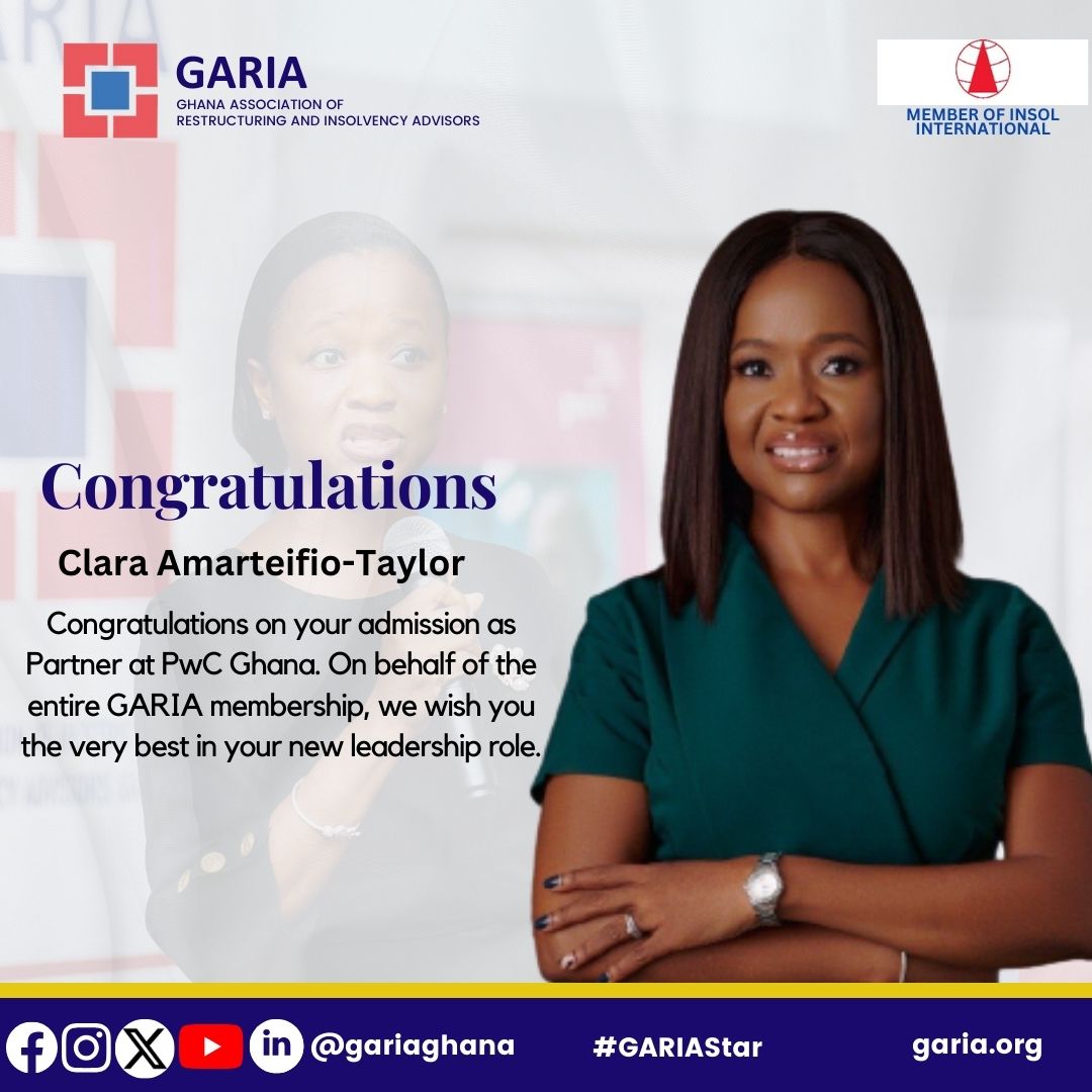 gariaghana's tweet photo. Congratulations to Clara Amarteifio-Taylor, new Partner at @PwCGhana . We wish you the very best in your new leadership role. #GARIAStar #GARIAGhana #GARIAProud https://t.co/HKqEjTBcdK