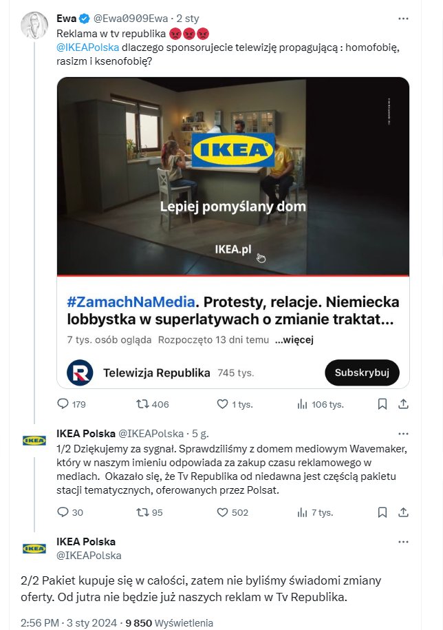 eryk_cartman's tweet photo. Wlasnie @IKEAPolska  zrezygnowala z 8 000 000 klientow..geniusze markentingu ..wysylajcie mejle do centrali @IKEA  proponuje #   #NieKupujewIKEA  #FF i RT wskazane..duze konta pisoskie robcie zasiegi i jedziemy z nimi ✌️  cc @johnsmiths74   @Jowita_W   @mluzurpator   @AnkaPolska https://t.co/BlFlWgkkF9
