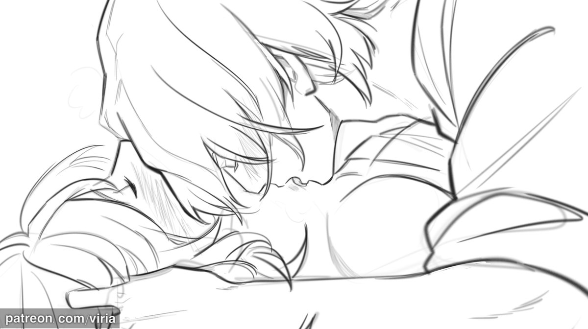 the line for the first 3 pages of nsfw dimileth comic are up and available from Green Twinkle🤭 gooooosh I missed drawing them actually :")