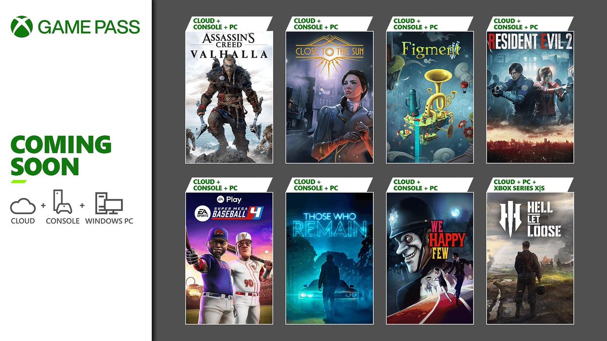 OCAK AYINDA PC GAME PASS'E GELECEK ŞU OYUNLARA BİR BAKAR MISINIZ?👀 🔻Assasins Creed Valhalla - 9 Ocak 🔻Resident Evil 2 - 16 Ocak 🔻We Happy Few - 11 Ocak 🔻Hell Let Loose - 4 Ocak 🔻Close the Sun - Oynanabilir 🔻Those Who Remain - 16 Ocak 🔻Figment - 9 Ocak 🔻Super Mega…