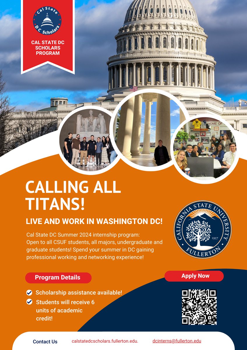 CSUF_History's tweet photo. Hey History students!  Spend the summer in DC gaining professional experience and immersing yourself in the history and culture of our nation's capital.  Questions?  Email Prof. Granata at cgranata@fullerton.edu https://t.co/DeIMhoGLbU