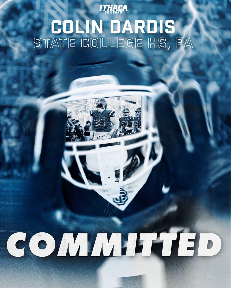 After an amazing recruiting process and calls with <a href="/Coach_Mi11er/">Andrew Miller</a> and <a href="/CoachTerp_/">Mike Toerper</a> I am honored to announce my commitment to Ithaca College. Thank you to all my friends, family, and coaches for making any of this possible!#GoBombers #OneBeat
<a href="/statehighfball/">State College Football</a> <a href="/SCoachLintal/">Coach Matt Lintal</a>