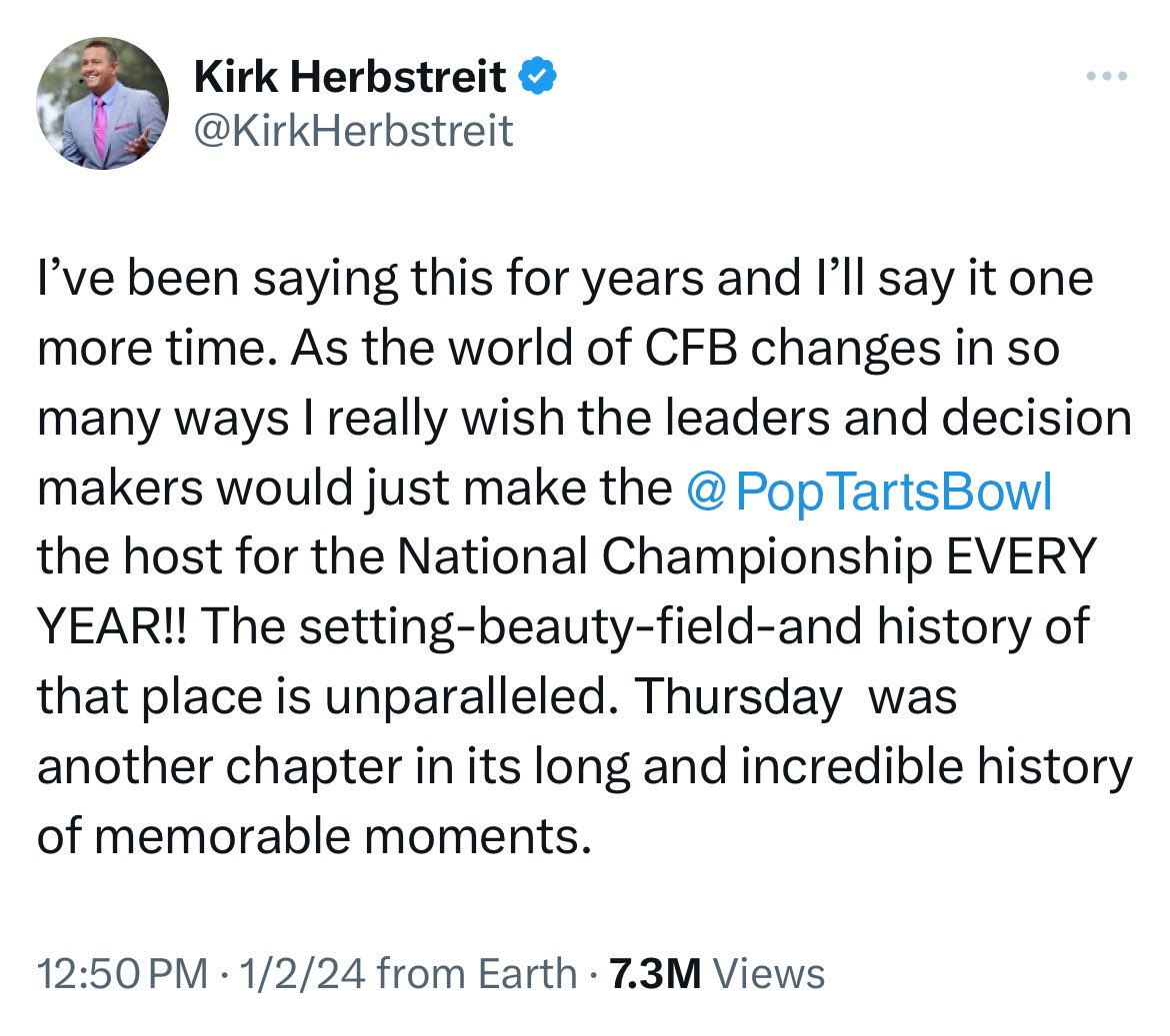 Thank you for your unwavering support, @KirkHerbstreit.