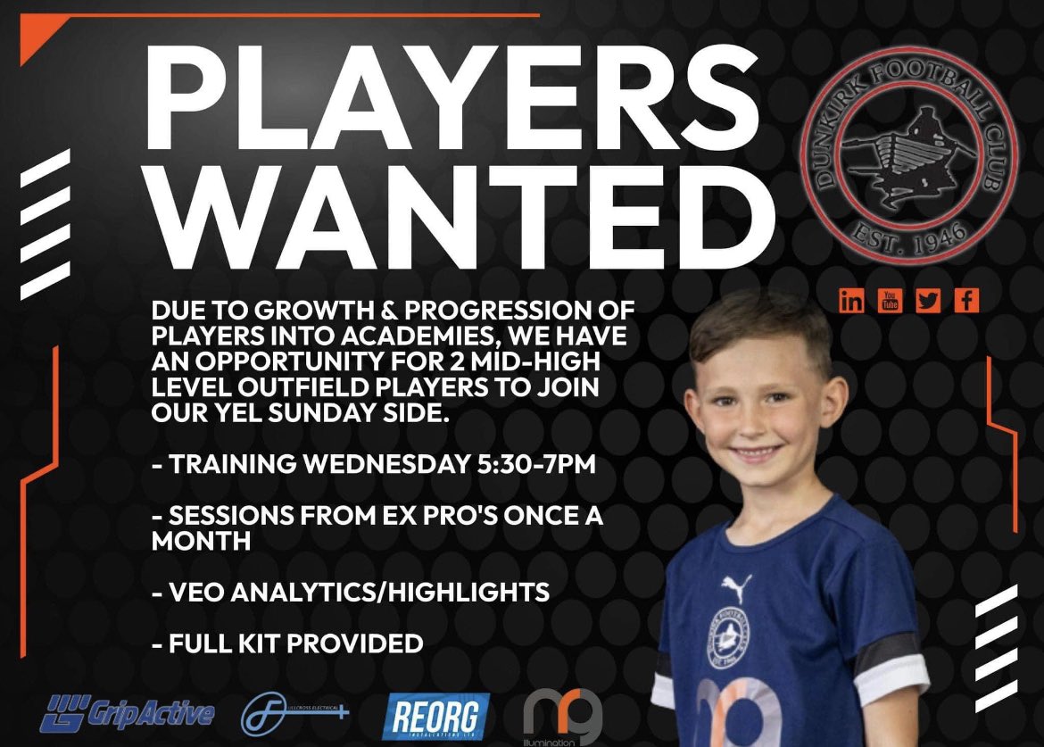 Another one off to a Cat A Academy (that’s 7 since the beginning 😮‍💨) 

So we have an opportunity for a player to join U9’s on Sundays down at <a href="/Dunkirk_FC/">Dunkirk F.C</a> 

If interested, drop me a message 👍🏻

#UTB 🚣🏼🚣🏻‍♂️🚣🏼