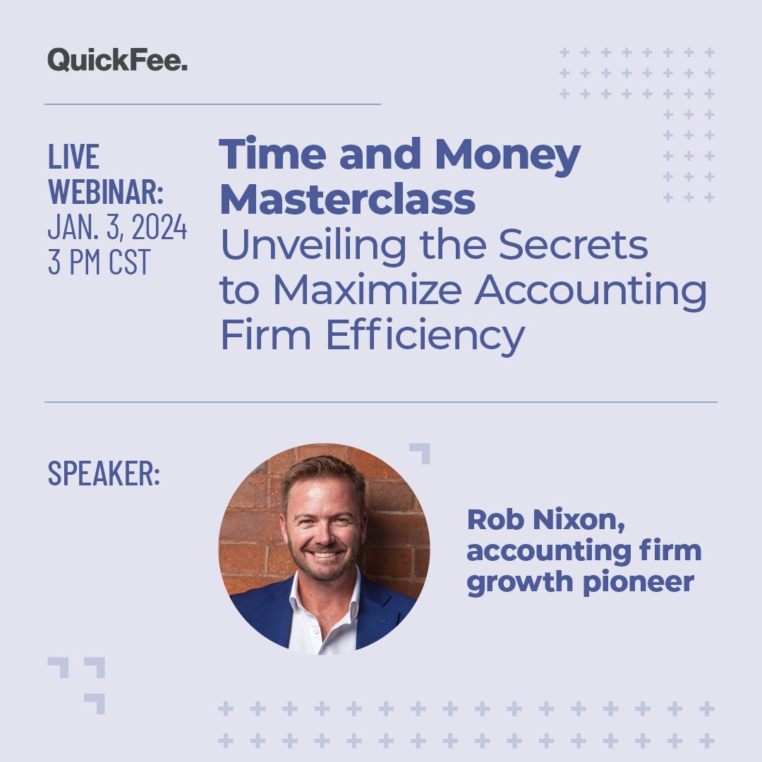 Last call to register for the Time and Money Masterclass with Rob Nixon! ⏰ It starts at 3 pm Central today - grab a seat now so you can supercharge your #Accounting firm's efficiency in 2024. 

Register here: us06web.zoom.us/webinar/regist…