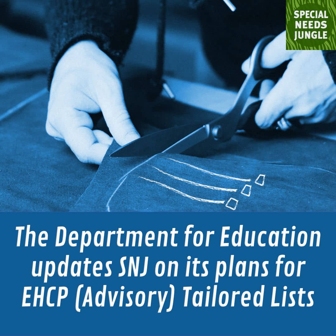 SpcialNdsJungle's tweet photo. On SNJ Today: What's the latest on Government plans for #EHCP "Tailored Lists"? The DfE has answered a few questions on where its up to, as reported here for us by @captaink77 https://t.co/OO4FCPtYXs https://t.co/RefjmHM8hs
