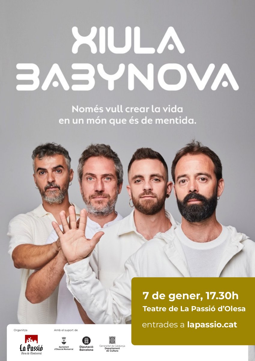lapassio's tweet photo. 📢 Ja ha arribat el dia! 
Tens l'entrada per venir a gaudir en família de Xiula i el seu nou espectacle Babynova? 📆 Avui 7 de gener a les 17.30h a #lapassiodOlesa. No te'l perdis!
🎟️ Anticipades fins a migdia a https://t.co/Os1H4XYw8n i abans del concert a taquilla. https://t.co/vifYOMop8R