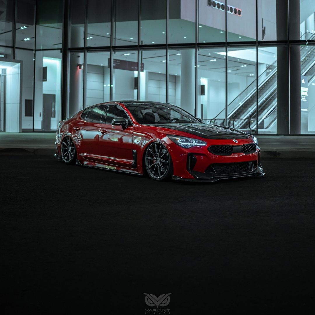 CarManToday's tweet photo. Night Warrior. Kia Stinger GT with our Stance #RotaryFlowForged SF11 in the Brushed Dual Gunmetal Finish. 20x9/20x10.5 Fitment.
Owner: @sincitystinger
#stancesf10 #stancewheels #stancecrafted
#kiastinger #kiastingergt #kiastingergt2 #2019kiastinger #2020kiastinger #kiausa https://t.co/85P2oEpBUH