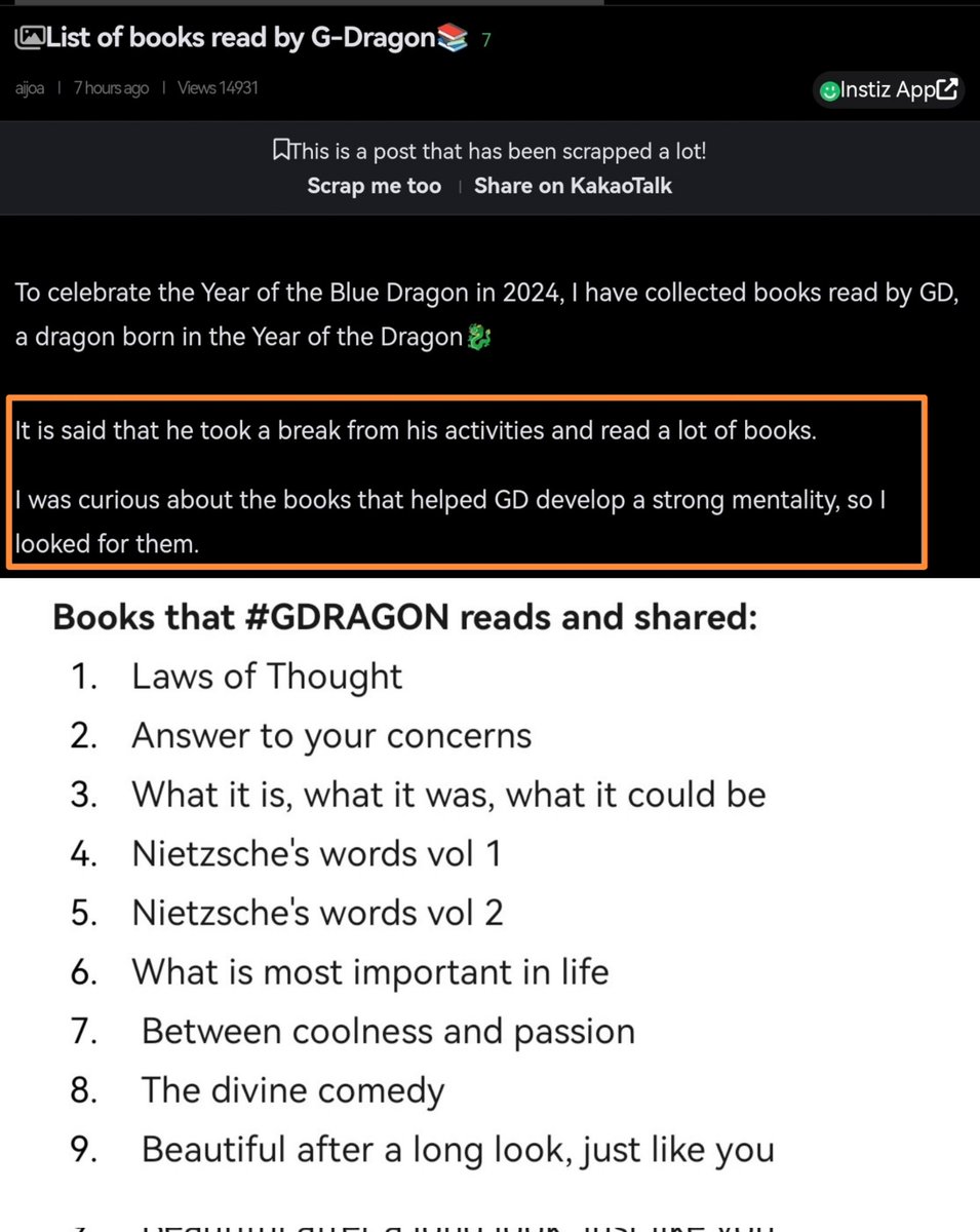 WhiteTamar1's tweet photo. OP was curious about the books that GD reading that leads to his strong mentality. So op made a compilation of books that GD has read and shared. 💖💯

#GDRAGON #books #inspiration 
https://t.co/px4Y1ivADc https://t.co/sy4MqGXg1V