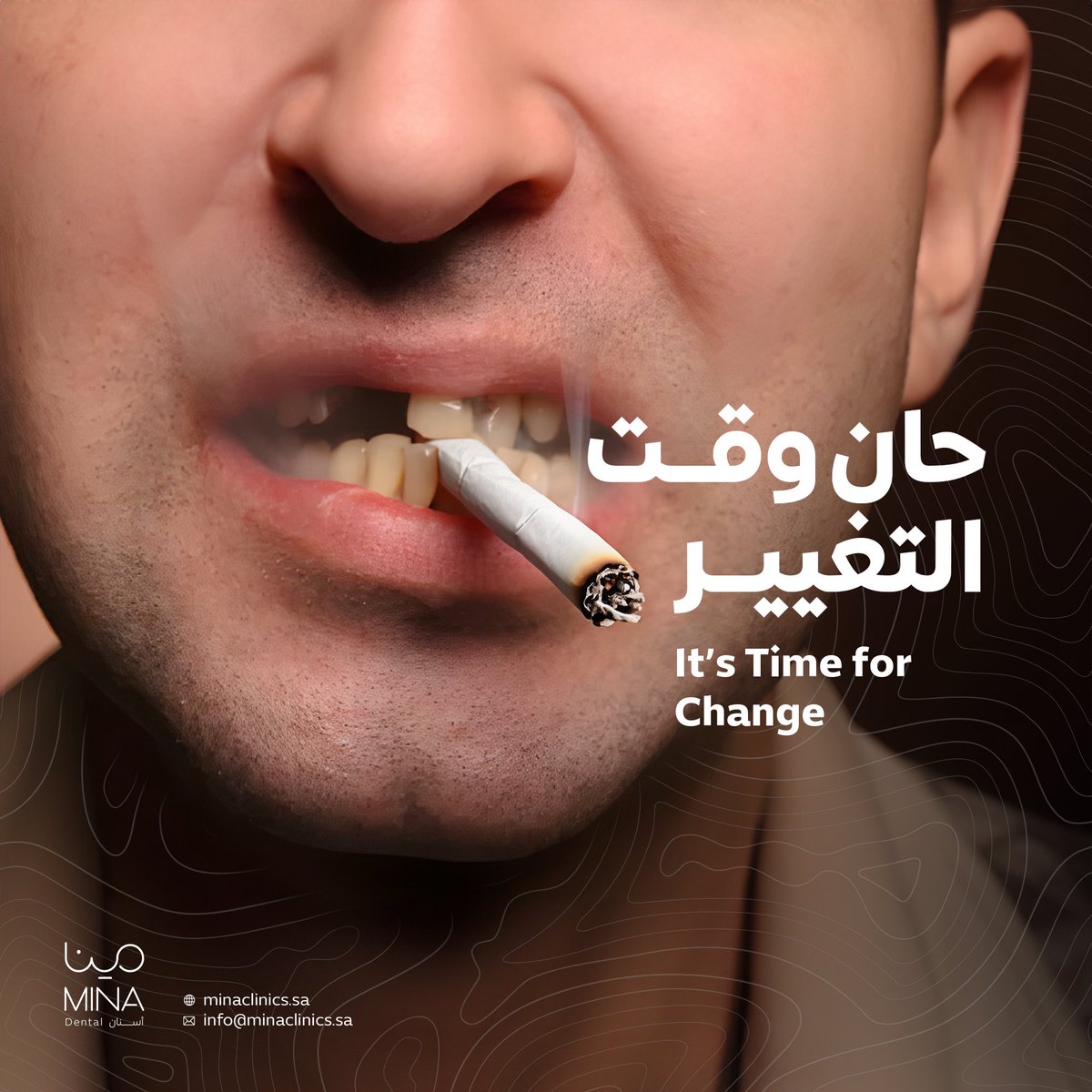 MinaClinicSA's tweet photo. علاوة على أضراره البالغة على الجسد .. يسبب التدخين تصبغاً للأسنان ورائحة كريهة للفم ويزيد خطر الإصابة بالسرطان .. 🚭
In addition to its severe harm to the body, smoking causes tooth discoloration, bad breath, and increases the risk of cancer .. 🚭 https://t.co/ujQCyP2Vf7