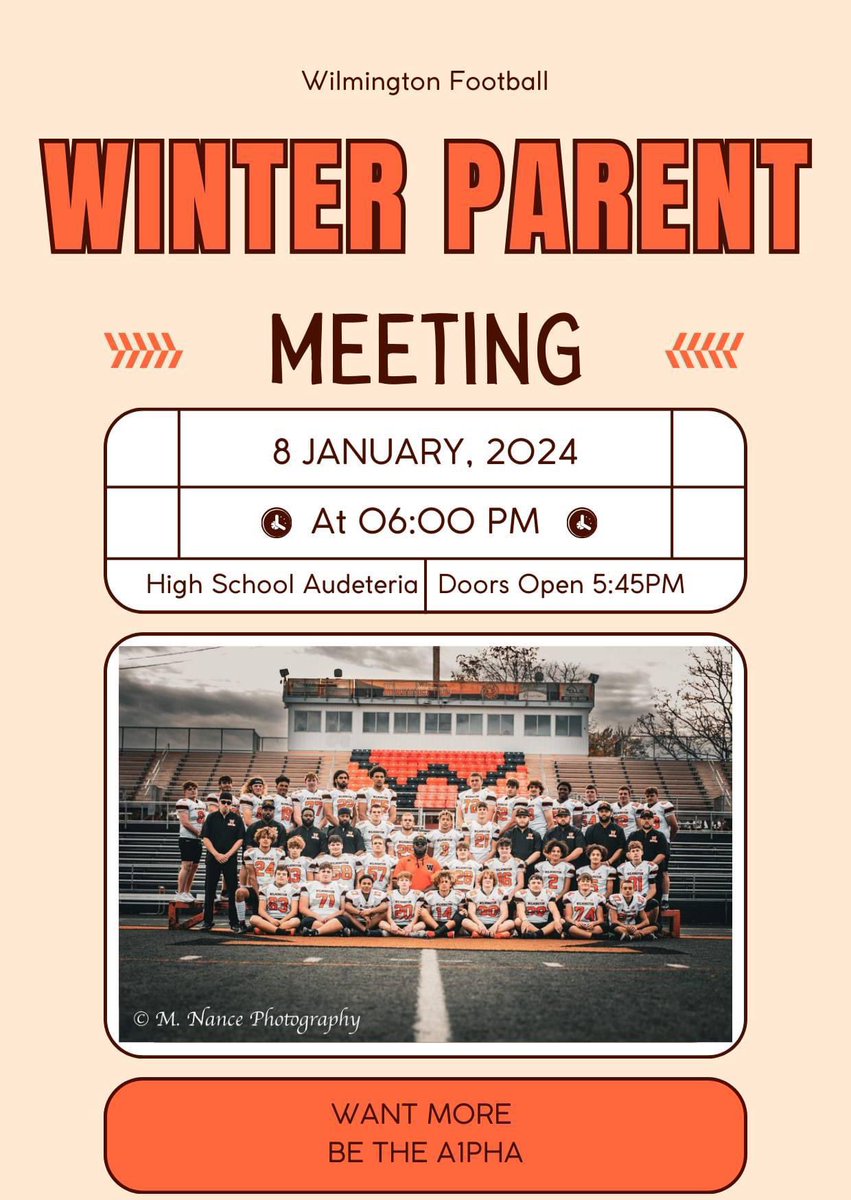 Parents just a reminder there will be a parent meeting on Monday evening. Please plan to have at least one parent or guardian attend.