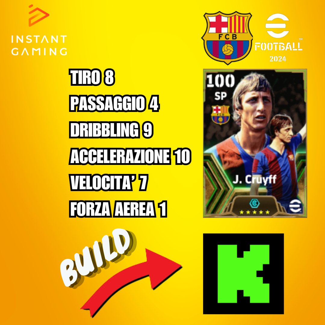 AlonsoGrayfox's tweet photo. The strongest Cruyff of ever π
This is my idea of his build π―
You can chek all my builds on β¬οΈ
https://t.co/bXPhQlizwx π©
Cards and not only available on β¬οΈ
https://t.co/7rFJOci3k3β¦ π
@InstantGamingIT π§
#eFootball2024 #eFootball2024Mobile #kick #kickita https://t.co/fZNjvkJIzz