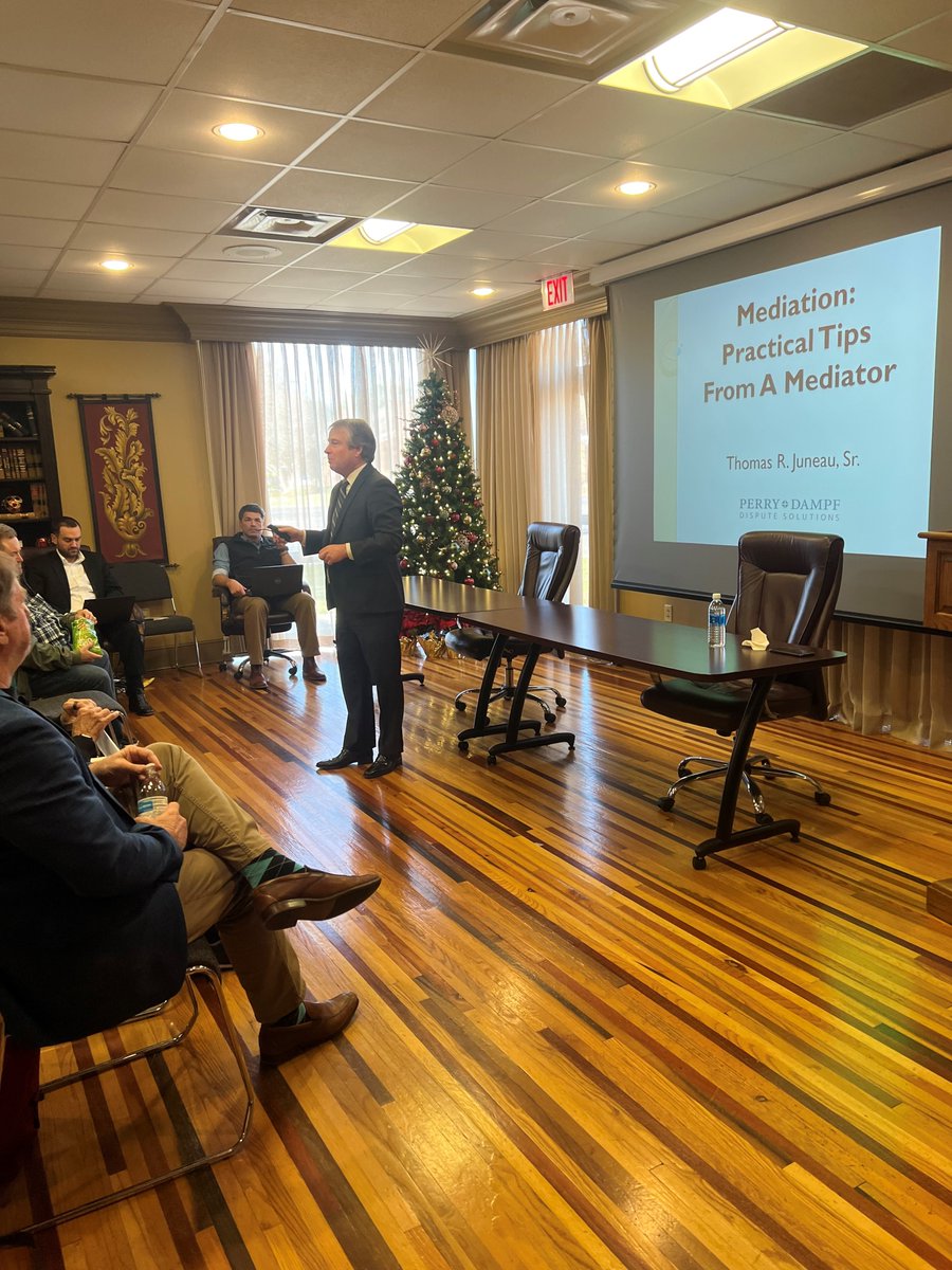 perrydampf's tweet image. #PerryDampf mediator &amp;amp; partner, Tommy Juneau, presented "Mediation: Practical Tips From A Mediator" for a CLE at the Lafayette Bar Association at the end of December. We love sharing what we have learned and mediation tips with other attorneys! #LouisianaMediators #LouisianaADR