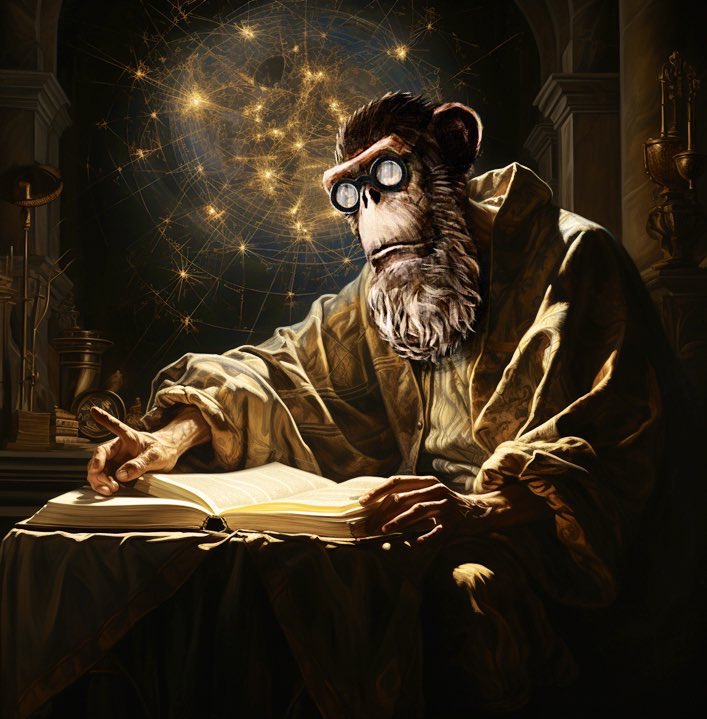 sfumato44's tweet photo. #CosmicPoems

existential wonder 😵‍💫

amidst the surrealism of the world of ideas, 

we wonder if our existence is but a cosmic joke, 

or a chance to shape the universe with our own unique voice.

Thus spoke Thorpe Brown, @the_ape_society ✨

@book_io #NFTs #CNFTs #Cardano https://t.co/jKvyLdH1nF