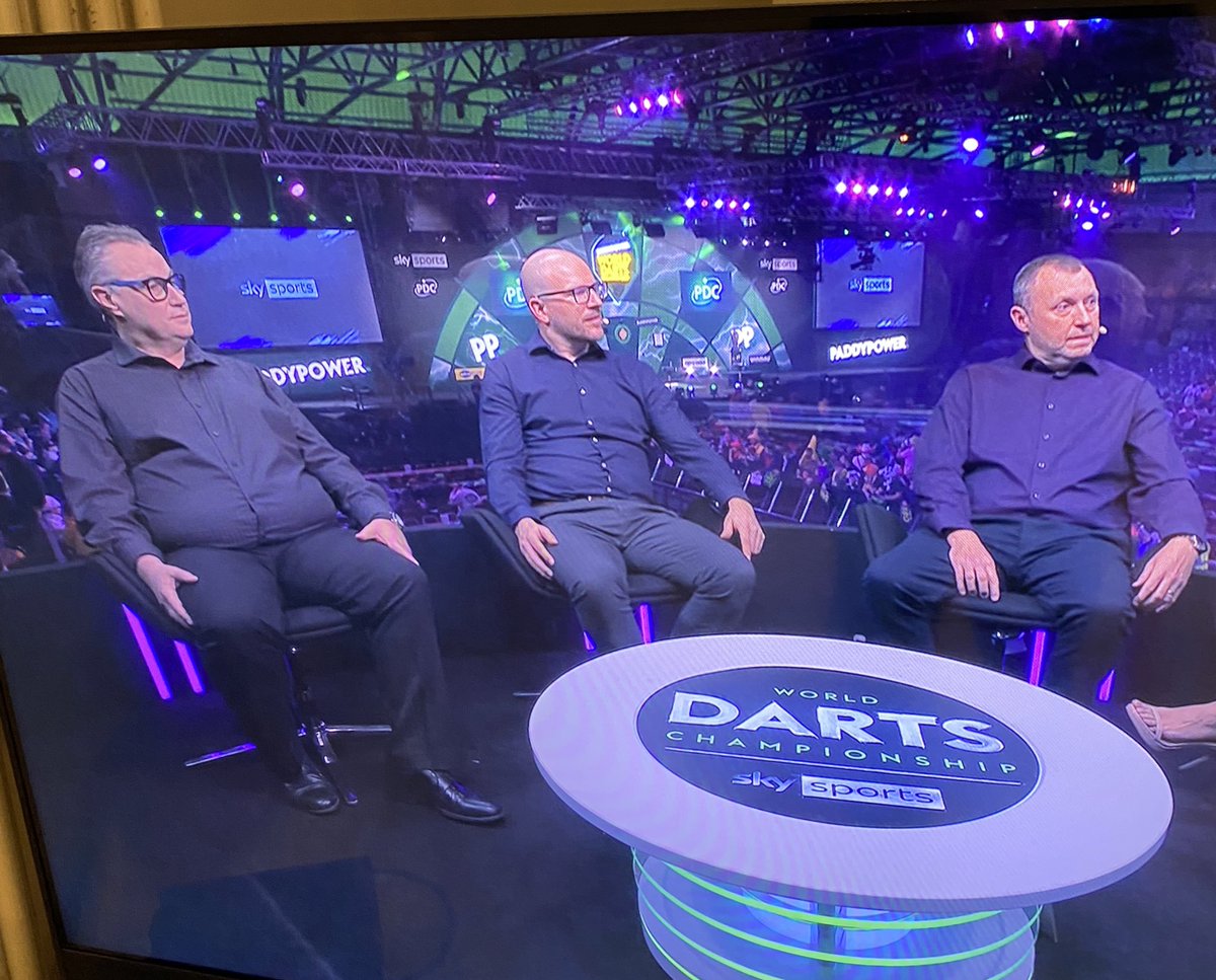 I love how @SkySportsDarts is embracing diversity. The chap on the right has a *radically* different shade of dark purple shirt… #darts