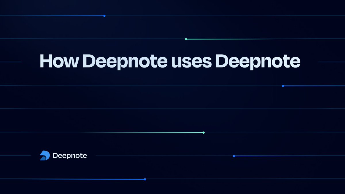 Our entire data stack is built off one primary building block: 𝗻𝗼𝘁𝗲𝗯𝗼𝗼𝗸𝘀.

We're giving you an in-depth look into the inner workings of Deepnote in our latest blog post.

How Deepnote uses Deepnote 👉 deepnote.com/blog/how-deepn…