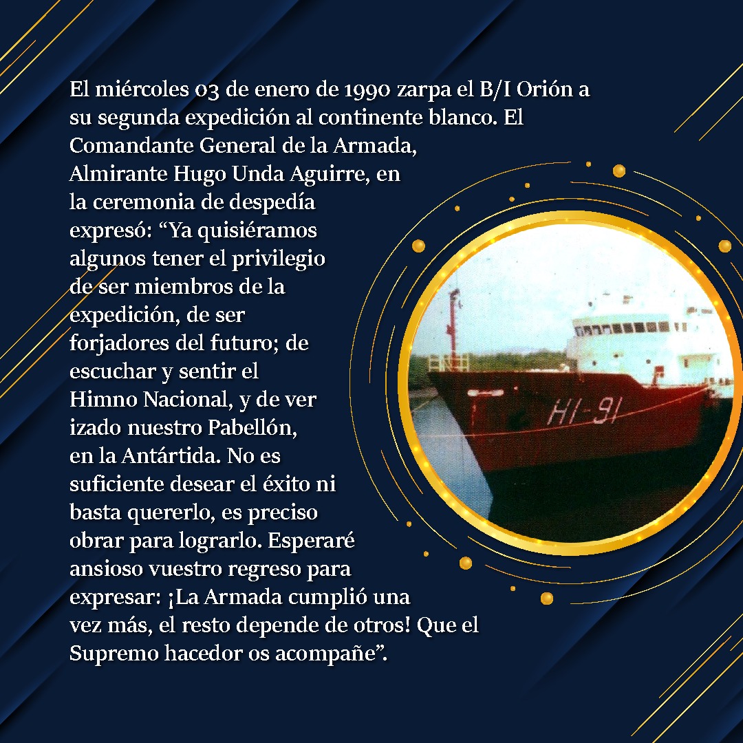 🇪🇨 ¡CÁPSULA HISTÓRICA DEL DÍA! 🇪🇨

🌊 ¡Zarpamos hacia una travesía histórica! 🌊 La #ArmadaEcuatoriana presenta la Cápsula:

"Zarpe del BAE Orion a la segunda expedición ecuatoriana a #Antártida"

¿Quieres conocer quién fue este personaje? ¡Te invitamos a leer el post!

#historia