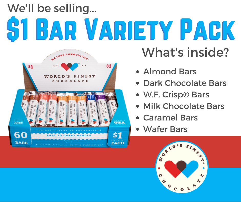 Candy bar sales will begin on 1/8.