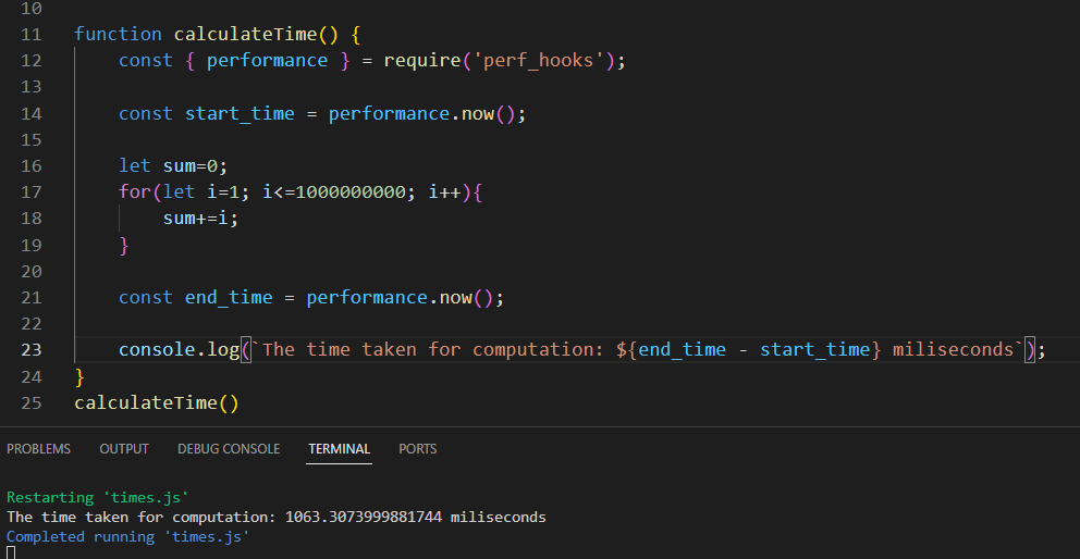 ⏱️Curious about code time consumption in Node.js?  Explore the 'perf_hooks' module 'Performance.now()' func. for precise timing

🚀Check out screenshot for usage insights! #NodeJS #CodePerformance #100DaysOfCode #100xDevs
Connect or follow for more interesting insights!🌟