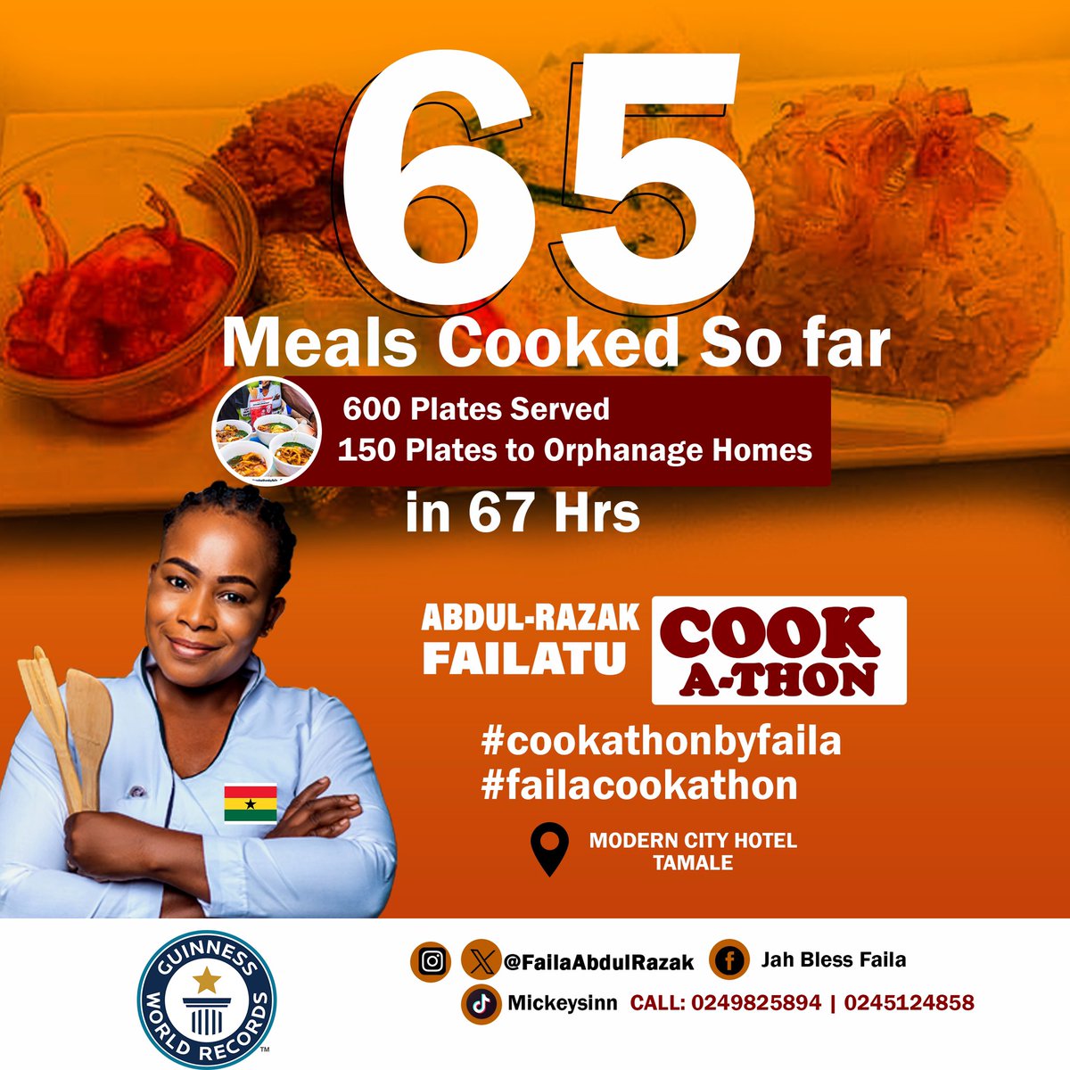 FailaAbdulRazak's tweet image. An incredible achievement! In 67 hours, we've cooked up 65 delicious meals, serving a total of 600 plates! Additionally, 150 plates have been dedicated to orphanage homes. Gratitude to everyone involved in making this a heartfelt act of kindness.

#FAILACOOKATHON